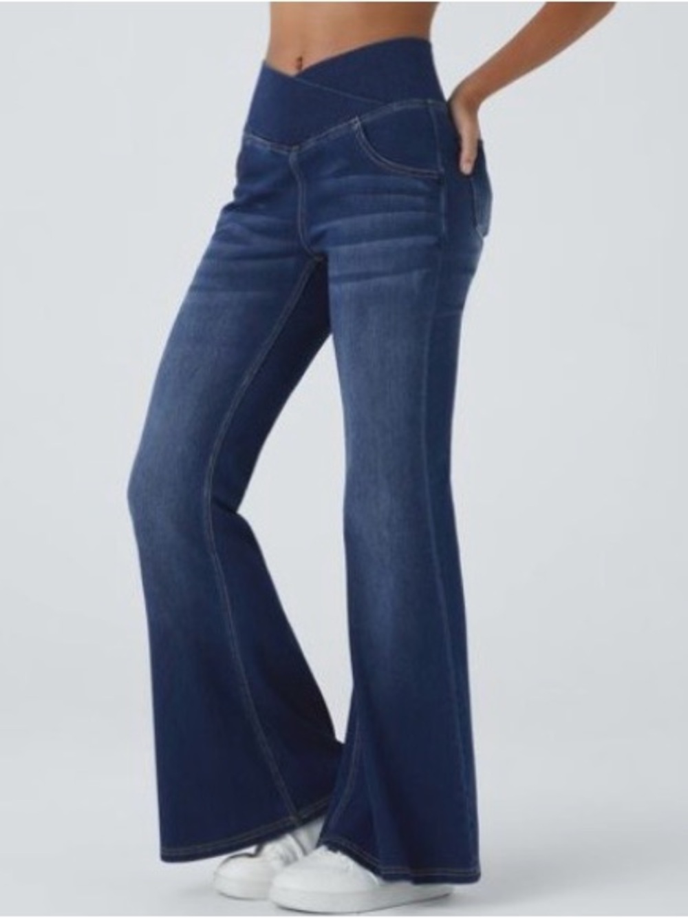 HALARA NWT Dark Blue Flare Leggings with High Waist Panel